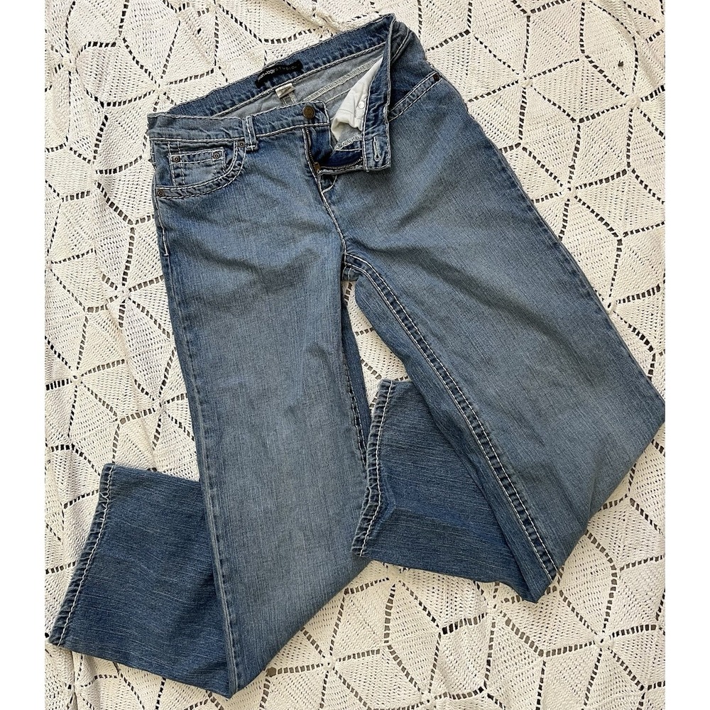 100% Cotton Y2K‎ Comfortable Women's Jeans Light Wash Denim Size 6 Thick Stitch